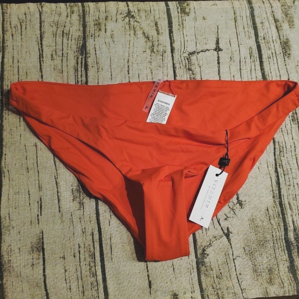 NWT Vitamin A Luciana bikini Swimsuit bottom Size 14/XXL Marisol Red Ecolux